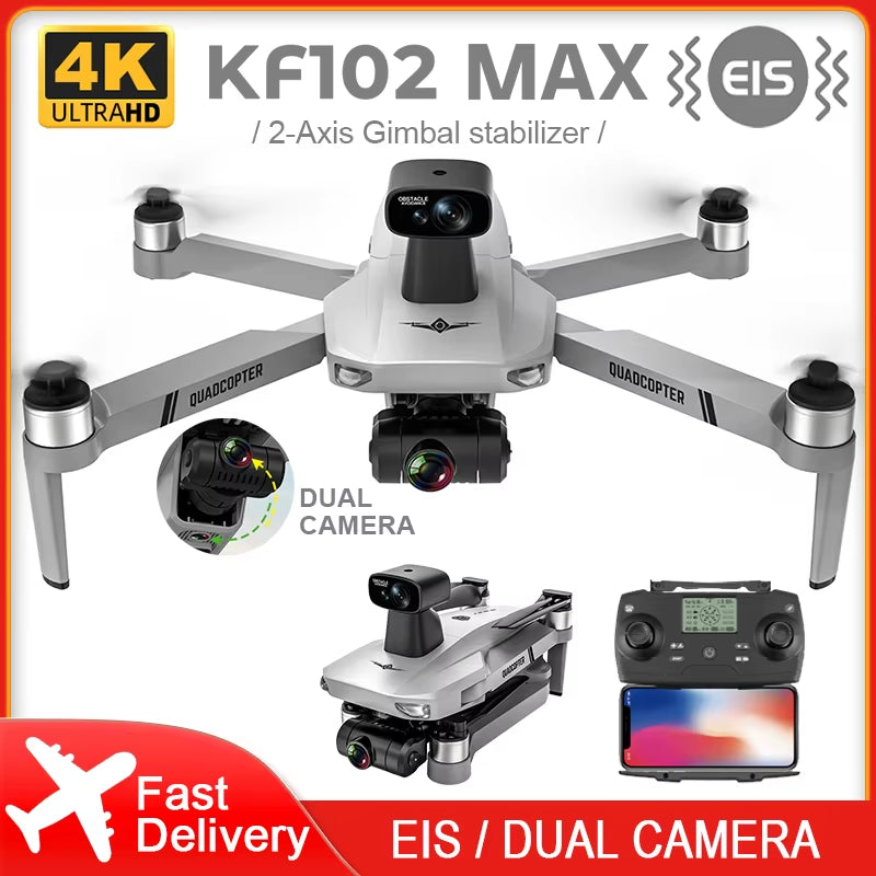 KF102 Max GPS Drone 4K Profesional FPV HD Camera KF102 Drones 2-Axis Gimbal Brushless Motor RC Quadcopter VS ZLL SG906 Max Pro2