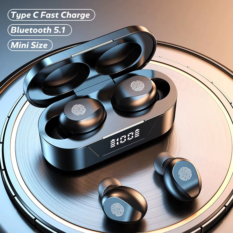 Wireless Headphones Touch Control Power Digit-Display Earphone Bluetooth Sport Waterproof Bluetooth Headphones with Mic