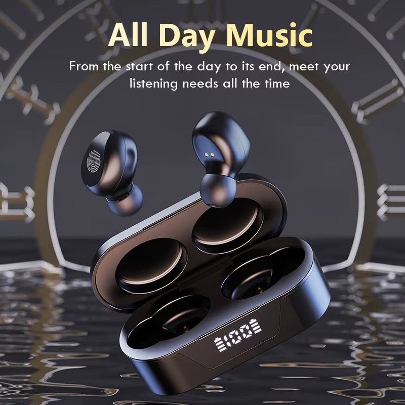 Wireless Headphones Touch Control Power Digit-Display Earphone Bluetooth Sport Waterproof Bluetooth Headphones with Mic
