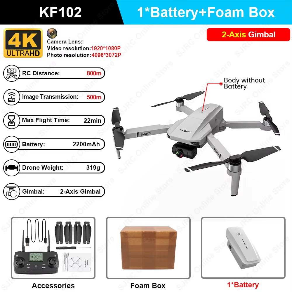 KF102 Max GPS Drone 4K Profesional FPV HD Camera KF102 Drones 2-Axis Gimbal Brushless Motor RC Quadcopter VS ZLL SG906 Max Pro2