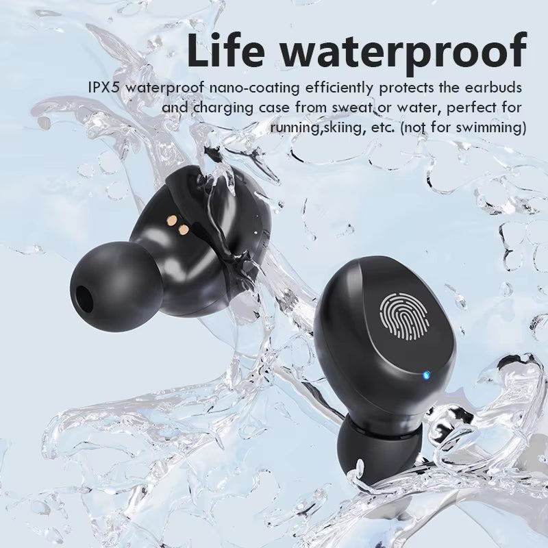 Wireless Headphones Touch Control Power Digit-Display Earphone Bluetooth Sport Waterproof Bluetooth Headphones with Mic