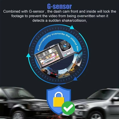 1080P Dash Cam with IR Night Vision 2/3 Channel Loop Recording 2 IPS Screen Vehicle DVR Video Recorder