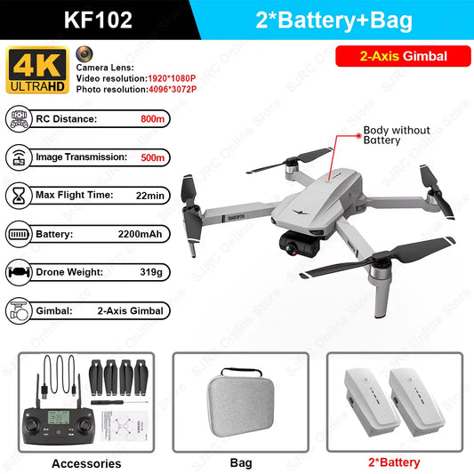 KF102 Max GPS Drone 4K Profesional FPV HD Camera KF102 Drones 2-Axis Gimbal Brushless Motor RC Quadcopter VS ZLL SG906 Max Pro2