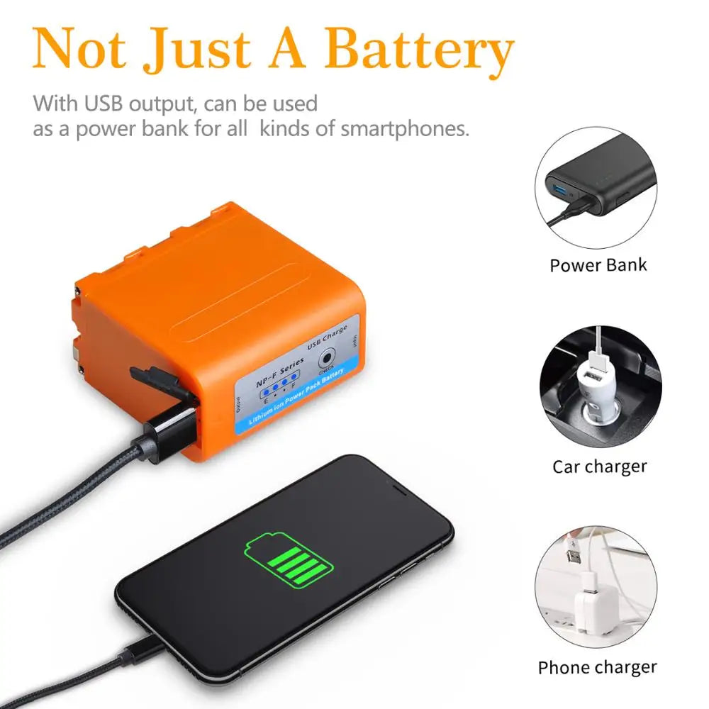 5200Mah USB Output NP-F750 F730 F770 Battery LED Power Indicator for Sony NP F960 F970 NP-F550 CCD-TRV58 V1J Z1