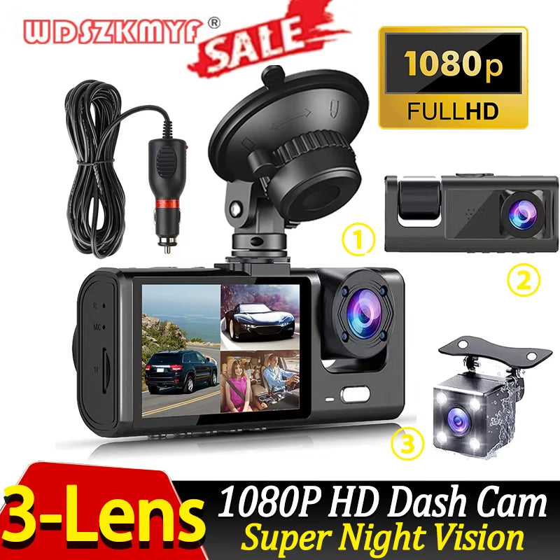 2/3 Channel Dash Cam for Car Front and Rear Camera 1080P Video Recorder Dashcam Black Box Car DVR Rear View Camera Car Accessory