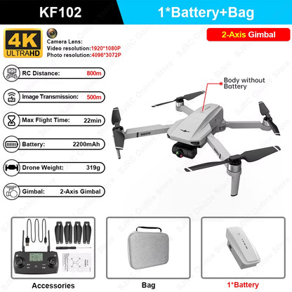 KF102 Max GPS Drone 4K Profesional FPV HD Camera KF102 Drones 2-Axis Gimbal Brushless Motor RC Quadcopter VS ZLL SG906 Max Pro2