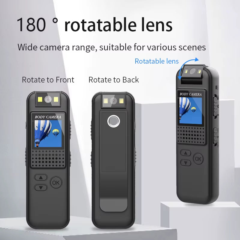 Mini Pocket Camera 1080P FHD Sports Action Camera Portable Small Body Camera Rotating Outdoor Bicycle Recorder Camcorder