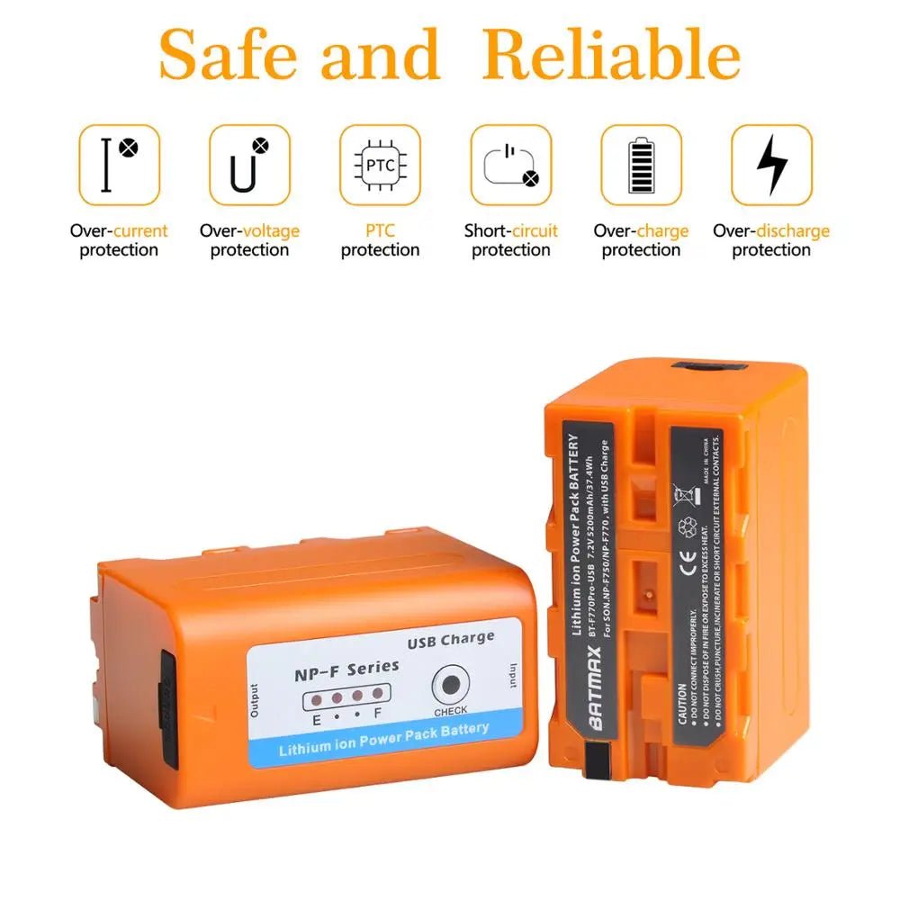 5200Mah USB Output NP-F750 F730 F770 Battery LED Power Indicator for Sony NP F960 F970 NP-F550 CCD-TRV58 V1J Z1