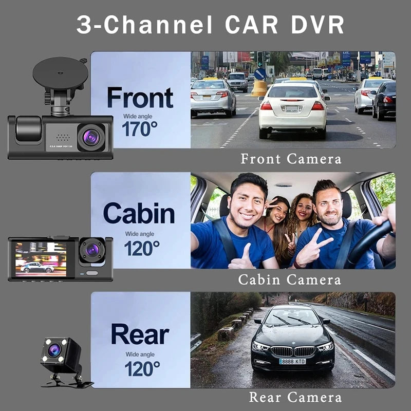 2/3 Channel Dash Cam for Car Front and Rear Camera 1080P Video Recorder Dashcam Black Box Car DVR Rear View Camera Car Accessory