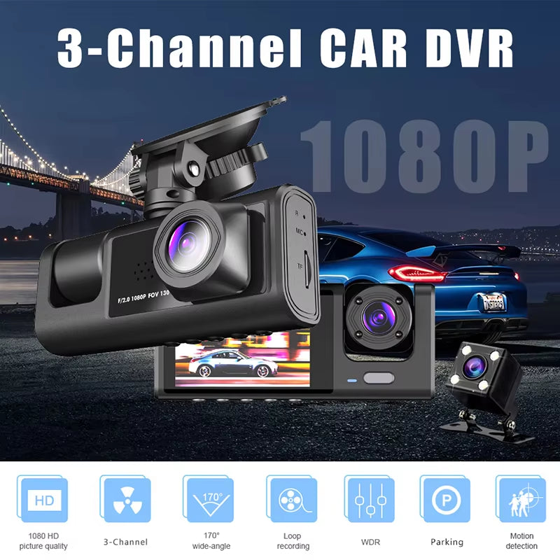 2/3 Channel Dash Cam for Car Front and Rear Camera 1080P Video Recorder Dashcam Black Box Car DVR Rear View Camera Car Accessory