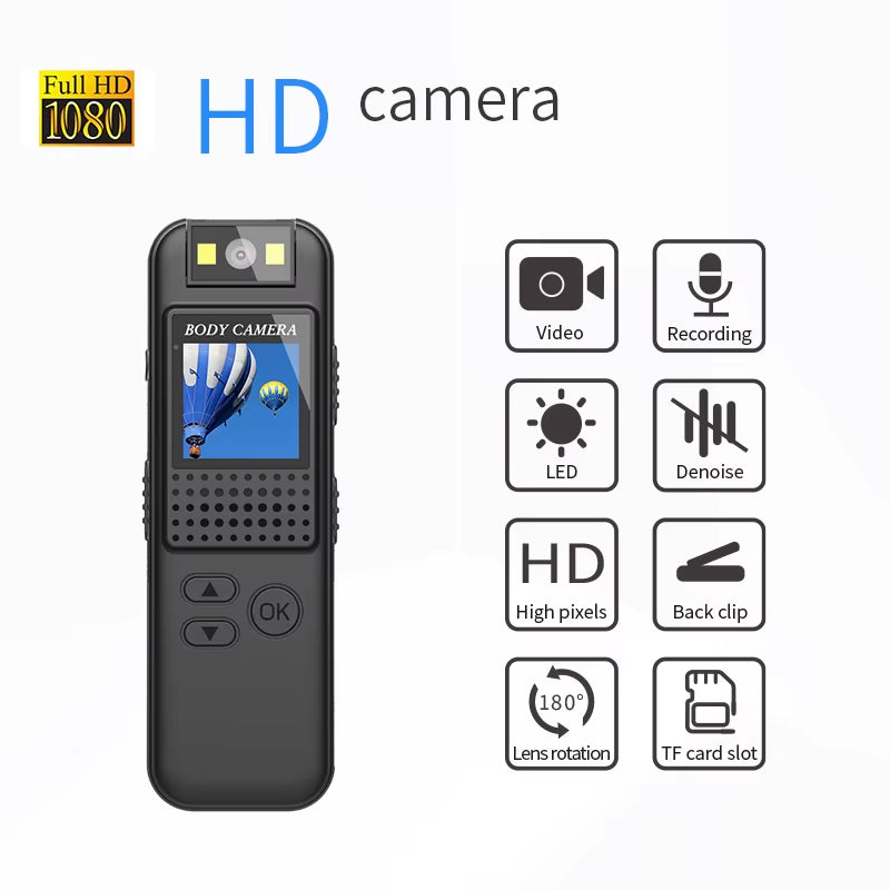 Mini Pocket Camera 1080P FHD Sports Action Camera Portable Small Body Camera Rotating Outdoor Bicycle Recorder Camcorder