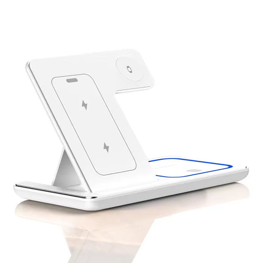 Soporte De Cargador Inalámbrico Rápido Con LED, Estación De Carga Plegable 3 En 1 De Para Iphone 15, 14, 13, 12, 11, Apple Watch