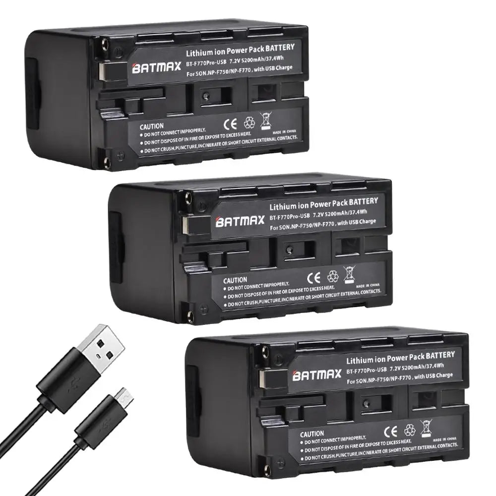 5200Mah USB Output NP-F750 F730 F770 Battery LED Power Indicator for Sony NP F960 F970 NP-F550 CCD-TRV58 V1J Z1