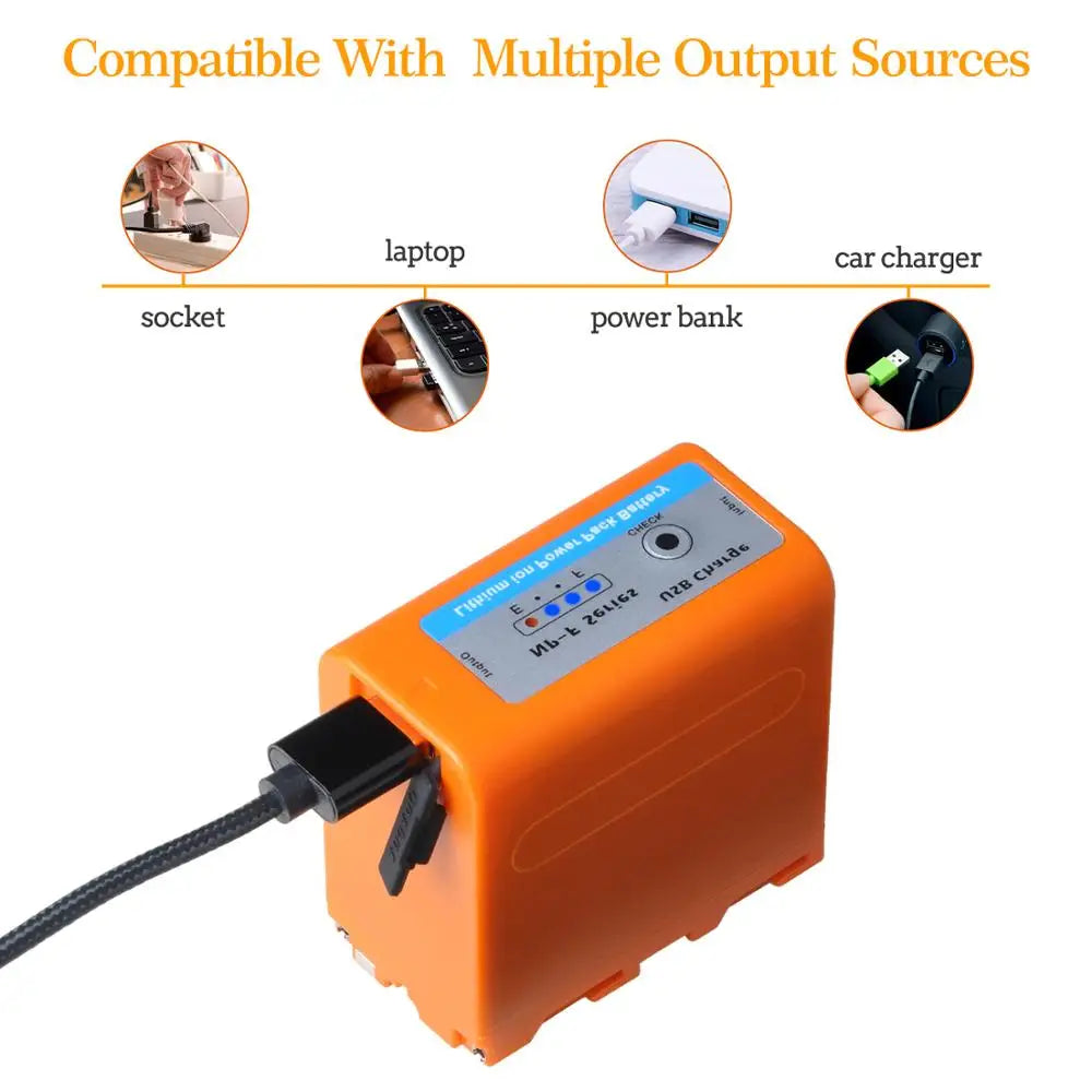 5200Mah USB Output NP-F750 F730 F770 Battery LED Power Indicator for Sony NP F960 F970 NP-F550 CCD-TRV58 V1J Z1
