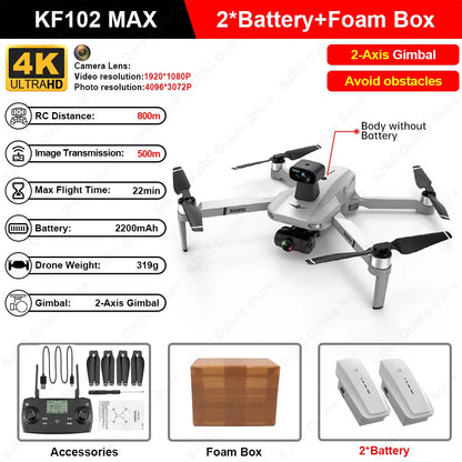 KF102 Max GPS Drone 4K Profesional FPV HD Camera KF102 Drones 2-Axis Gimbal Brushless Motor RC Quadcopter VS ZLL SG906 Max Pro2