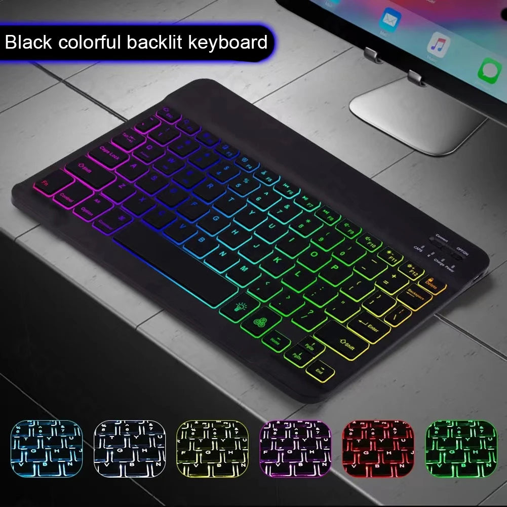 RGB Bluetooth Keyboard and Mouse Rechargeable Wireless Keyboard for Ipad Tablet Android Ios Windows Rainbow Backlight Keyboard